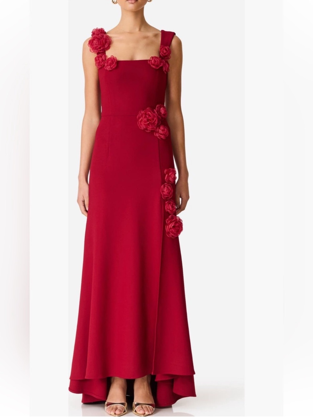 elliatt evanora red wine high low 3d floral applique maxi gown dress size XL NEW - Picture 13 of 13